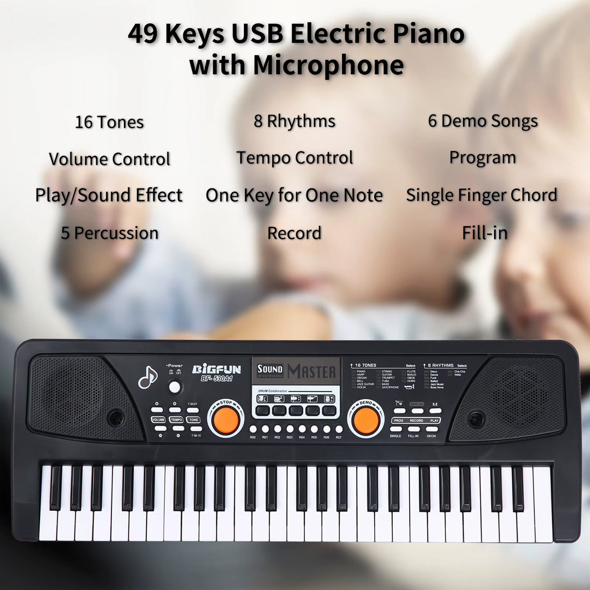 Piano Teclado Musical Eléctrico – Ideal Para Niños Con 49 Teclas