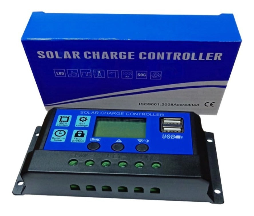 Regulador De Carga Solar Digital 12v 24v 10a 2usb – Control Preciso Y Eficiente De Carga