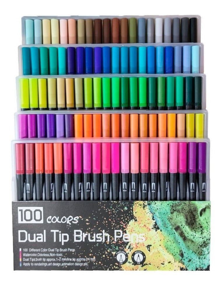 MarcaCreativa 100 Marcadores De Doble Punta – Amplia Gama De Colores Vibrantes