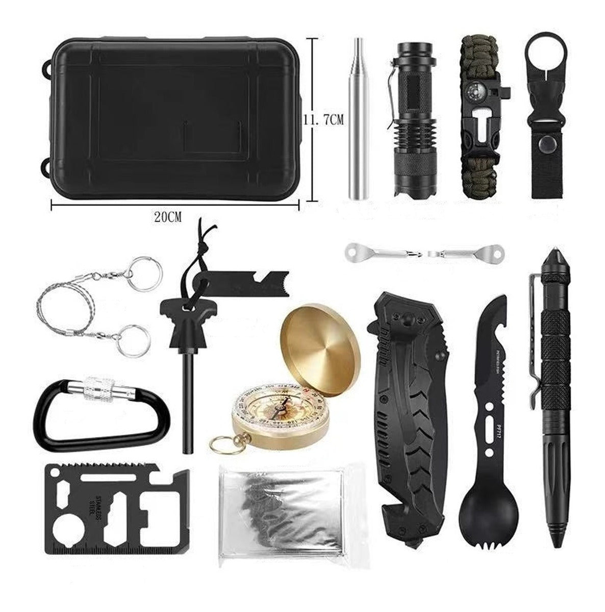Herramientas Supervivencia Camping – Kit Multifuncional Impermeable