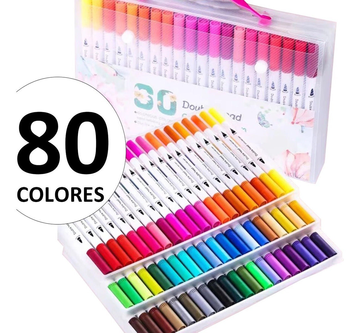 80 Marcadores De Doble Punta Tipo Pincel – 80 Colores Primarios Permanentes