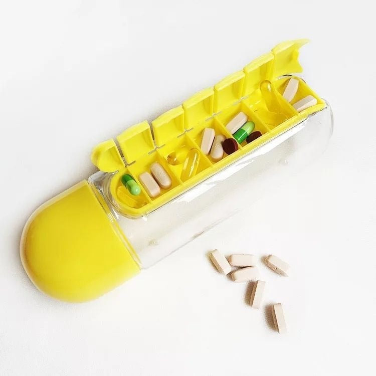 Botella De Agua 600ml – Hidratación Y Organización De Pastillas