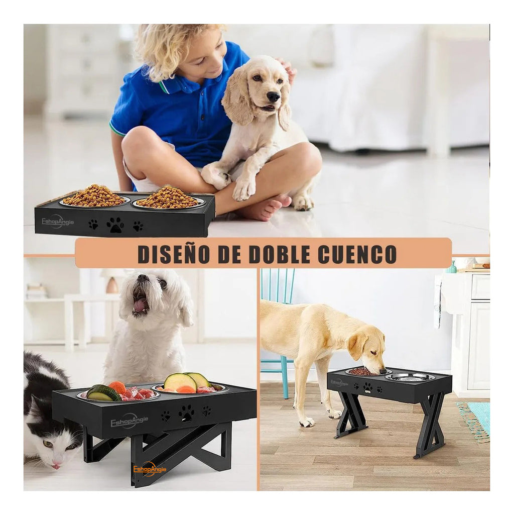 Comedero-Bebedero Para Perros – Altura Ajustable para Alimentación Saludable