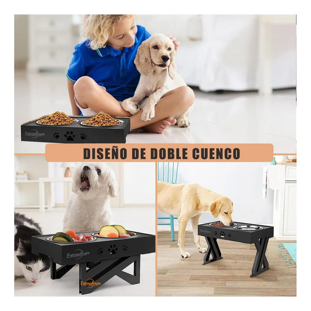 Comedero-Bebedero Para Perros – Altura Ajustable para Alimentación Saludable