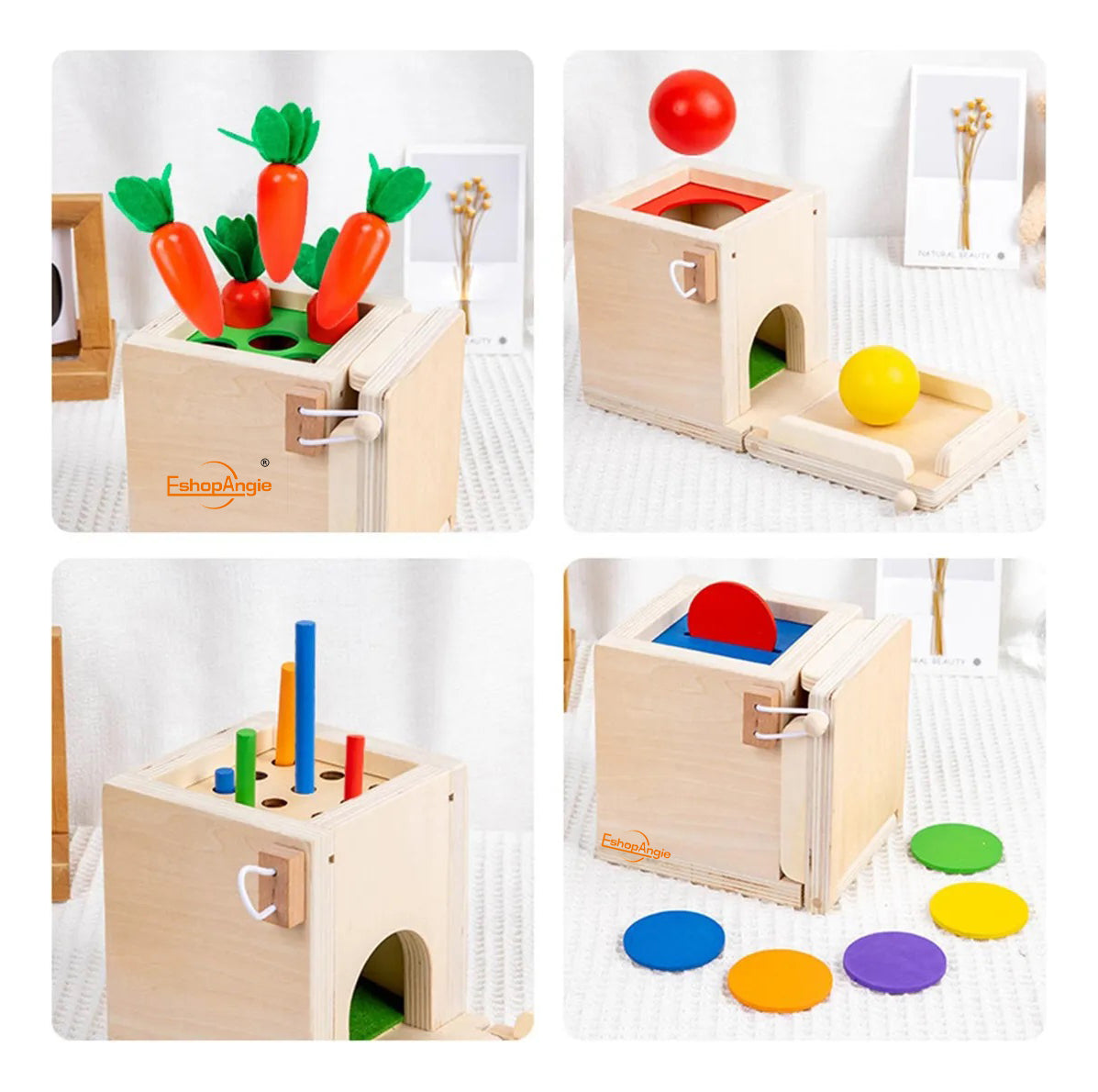 Juguete De Madera Cubo Encaje Didáctico 4en1 – Estimula La Curiosidad Y Creatividad