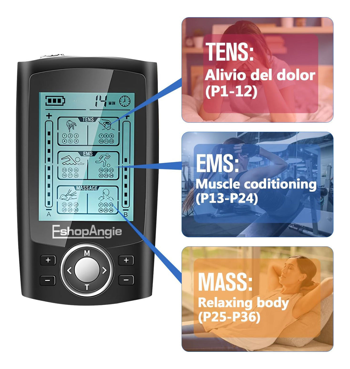Tens Electroestimulador Muscular – 36 Modos de Electroterapia para Alivio del Dolor