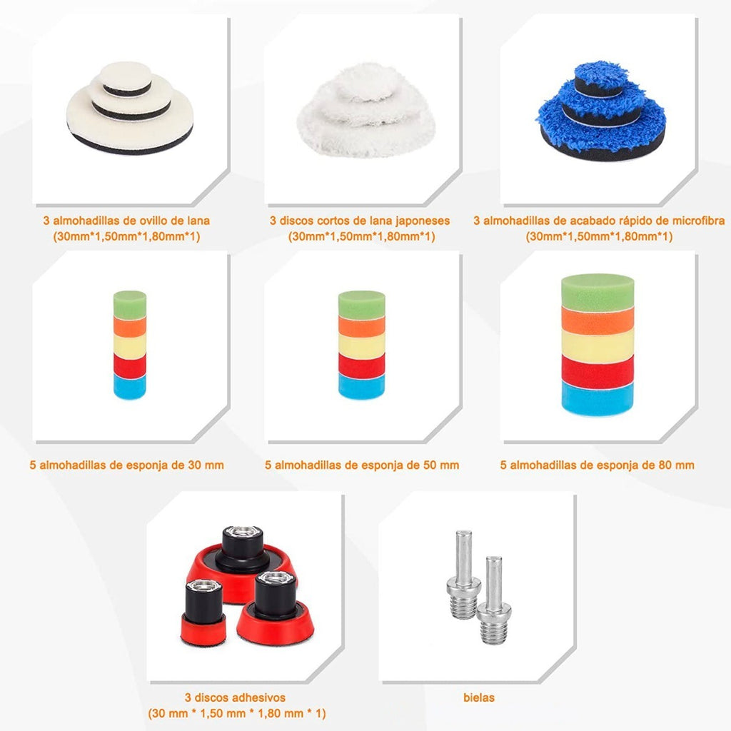 MarcaKit Kit De 29 Piezas Pulir Esponjas Almohadillas Para Auto – Pulido Profesional y Brillo Duradero