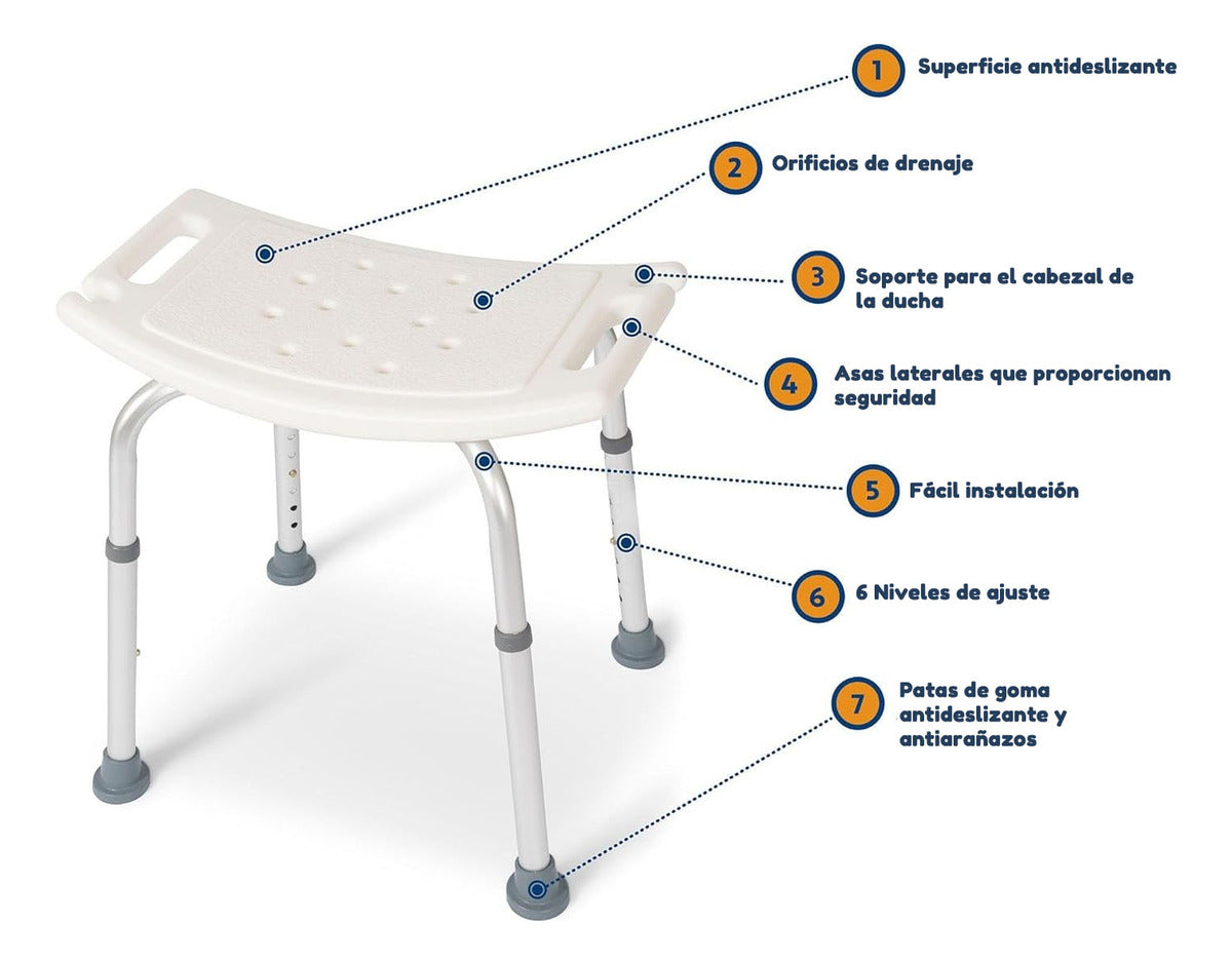 Marca Seguridad Silla Asiento De Ducha – Diseño Antideslizante y Altura Regulable