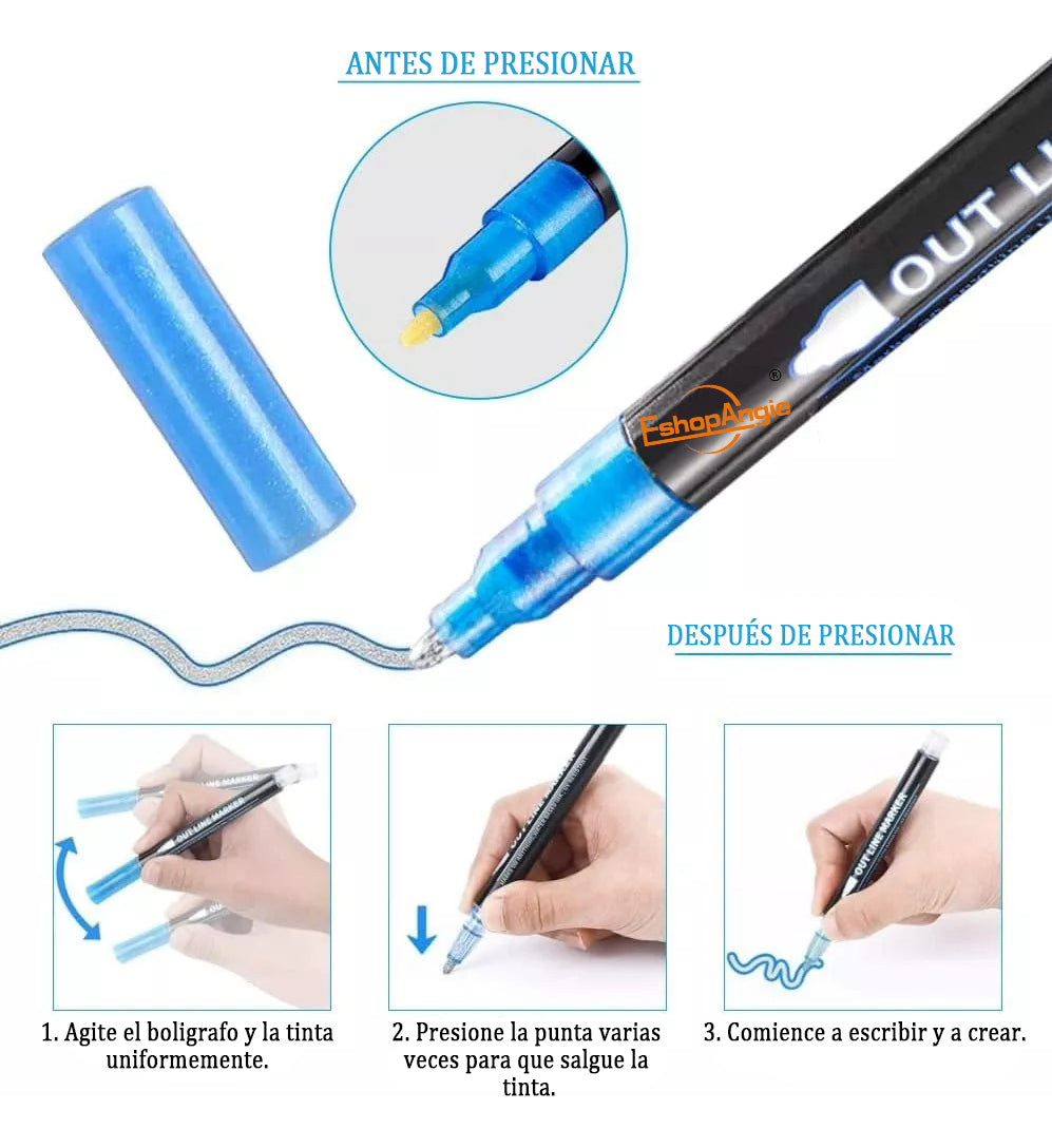 Lapices Marcadores Mágicos Metálicos – 36 Colores Vibrantes Con Contorno