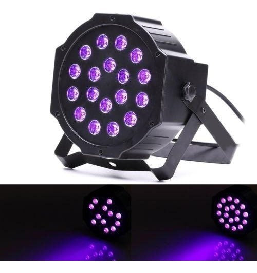 Foco Foco 18 Led UV Negro – Iluminación Espectacular para Fiestas