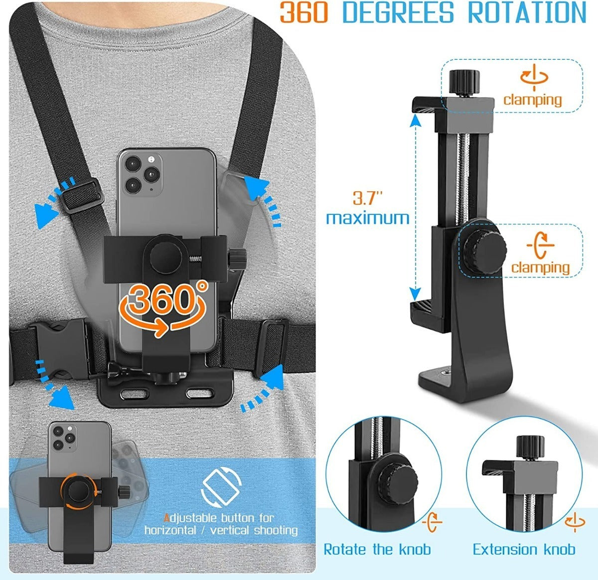 Marca Soporte Celular Ajustable – Grabación Manos Libres Para Aventura