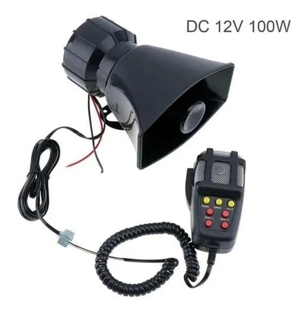 Megáfono Bocina Policial Sirena Carabinero 100W 12V – Sonido Potente y Claro