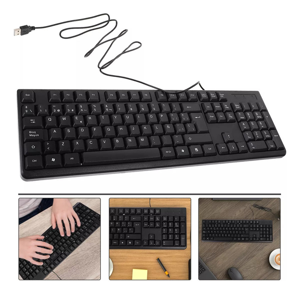 Kit Combo Teclado Y Mouse Alámbrico H-8810 – Diseño Silencioso y Ergonómico