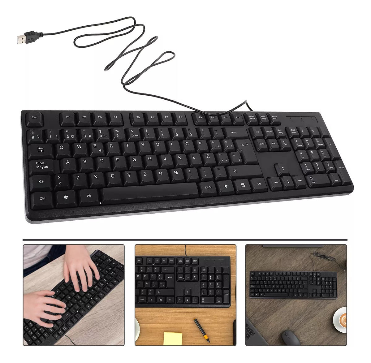 Kit Combo Teclado Y Mouse Alámbrico H-8810 – Diseño Silencioso y Ergonómico