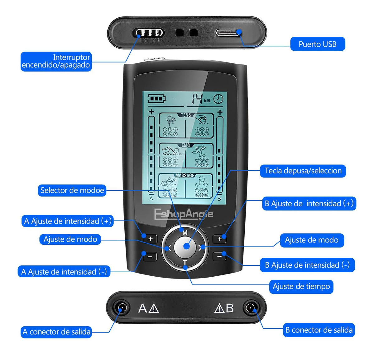 Tens Electroestimulador Muscular – 36 Modos de Electroterapia para Alivio del Dolor