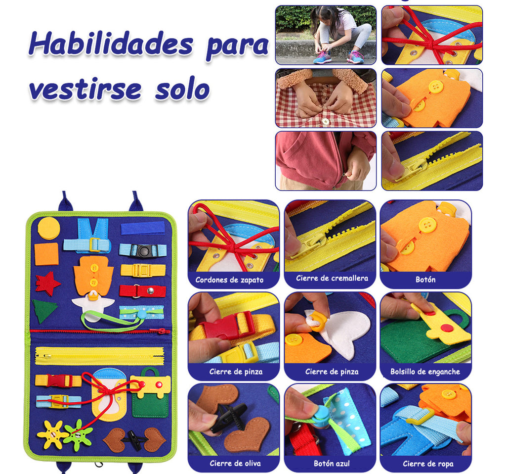 Montessori Creations Libro Sensoriales Interactivo – Mejora la Destreza Motriz Fina