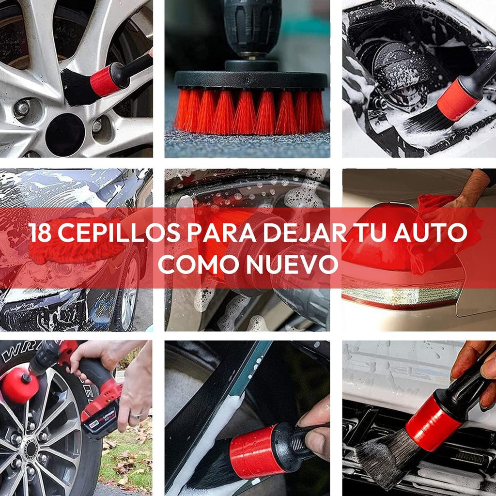 ACCESORIOS5 Kit 18 Piezas Limpieza De Auto – Limpieza Integral Para Interior Y Exterior
