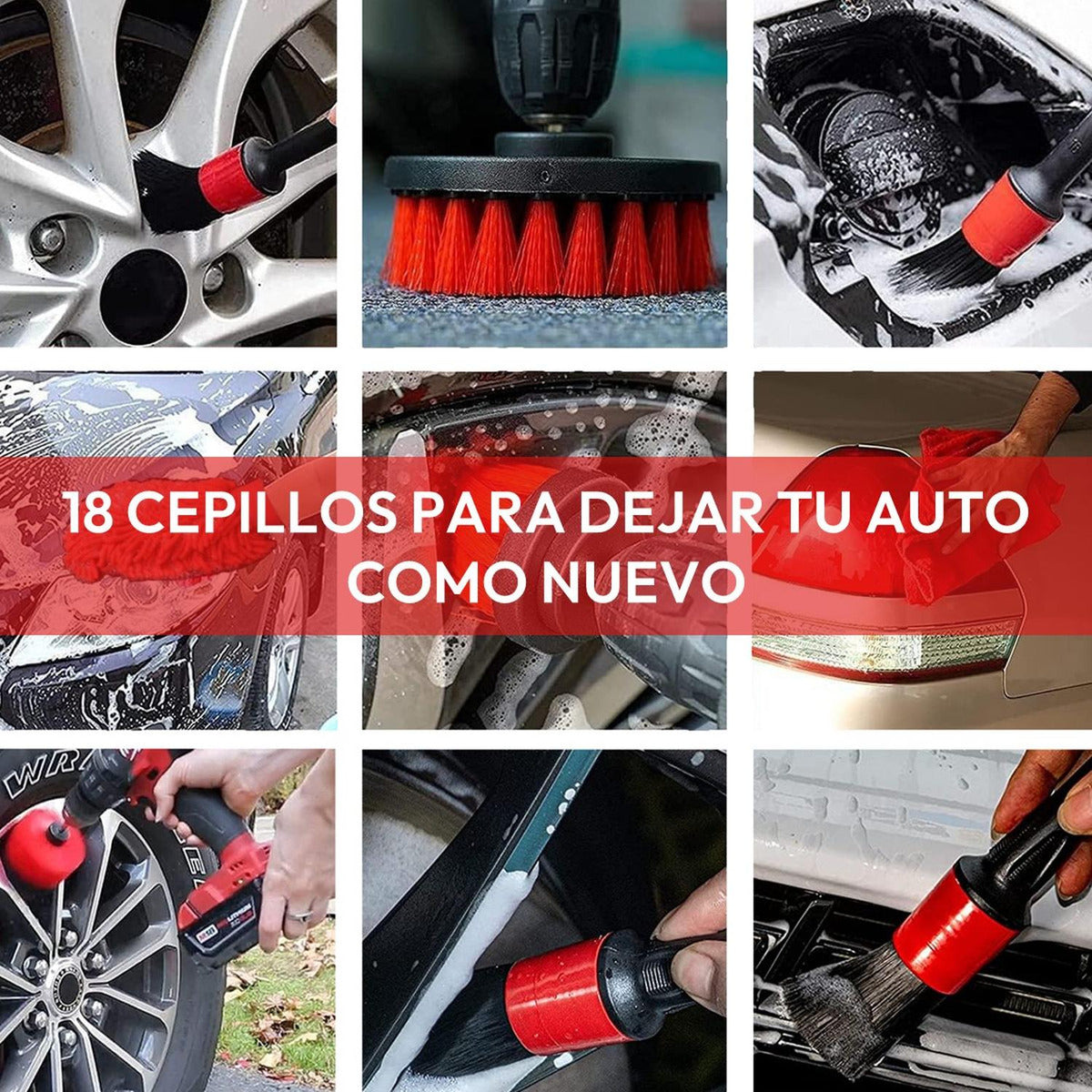 ACCESORIOS5 Kit 18 Piezas Limpieza De Auto – Limpieza Integral Para Interior Y Exterior