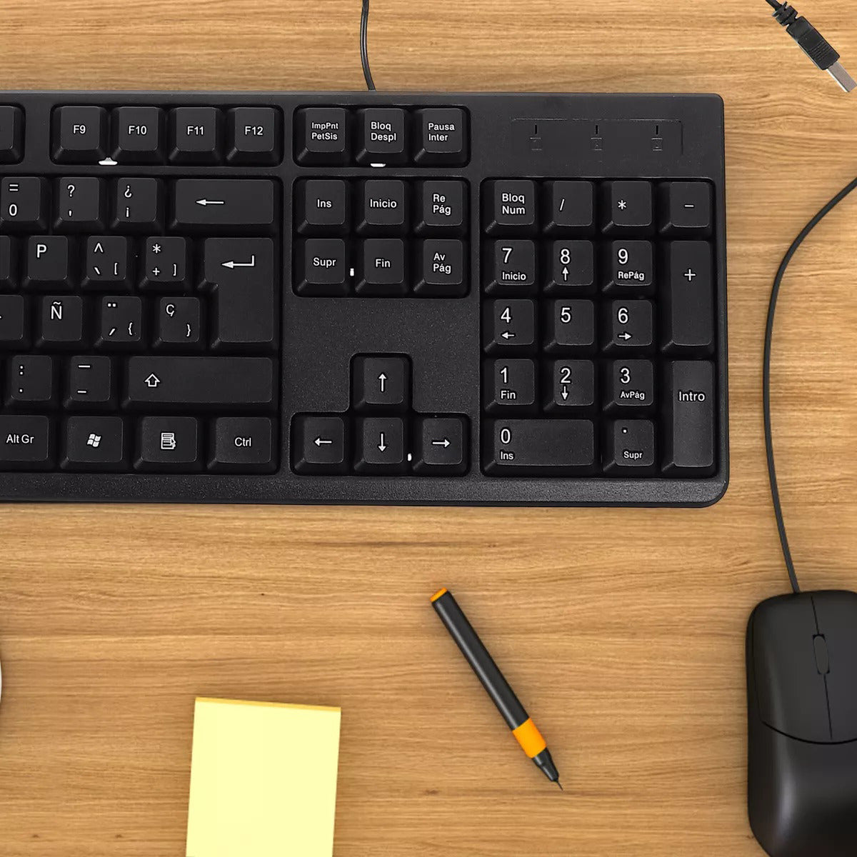 Kit Combo Teclado Y Mouse Alámbrico H-8810 – Diseño Silencioso y Ergonómico