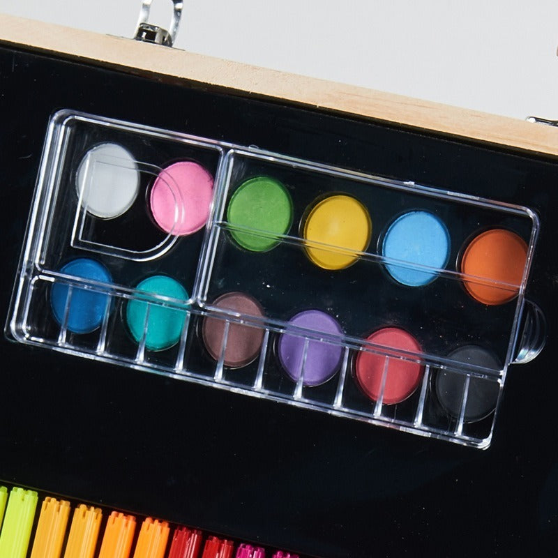 ArteCreativo Set De Arte 220 Pcs – Caja De Madera Elegante Para Creatividad Sin Límites