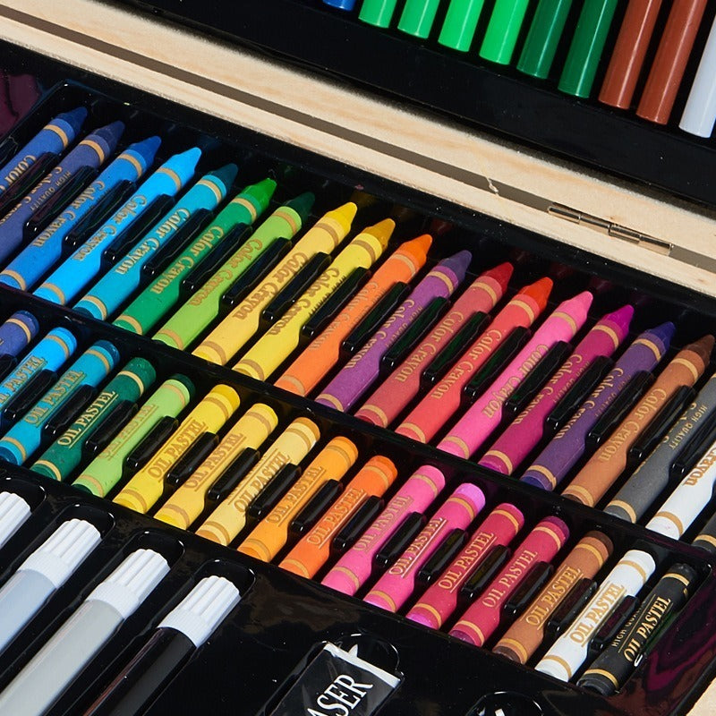 ArteCreativo Set De Arte 220 Pcs – Caja De Madera Elegante Para Creatividad Sin Límites