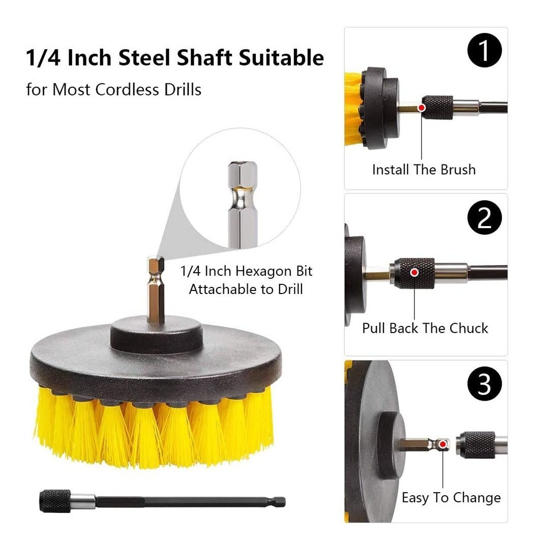 HogarPro Set 4 Cepillos De Limpieza Para Taladro – Limpieza Profunda Y Eficiente