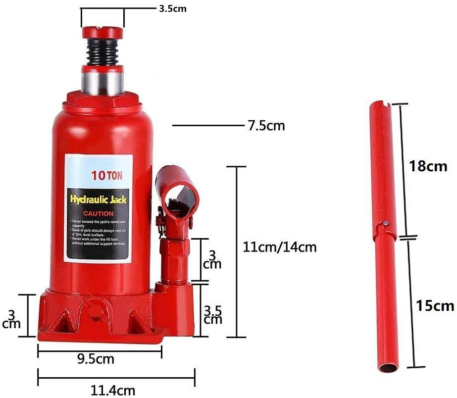 HerramientasPro Gata Hidráulica 10 Toneladas Tipo Botella – Capacidad de Elevación Potente
