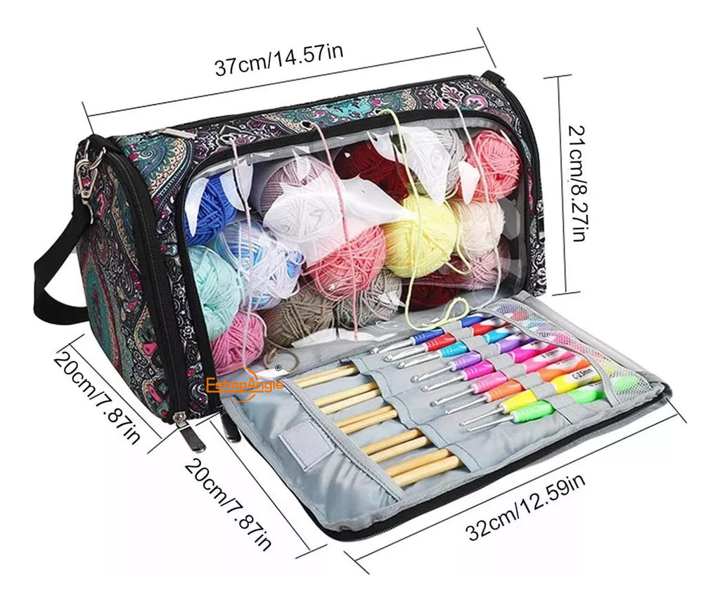 Bolso Organizado Almacenamiento Para Tejer – Diseño Floral Práctico
