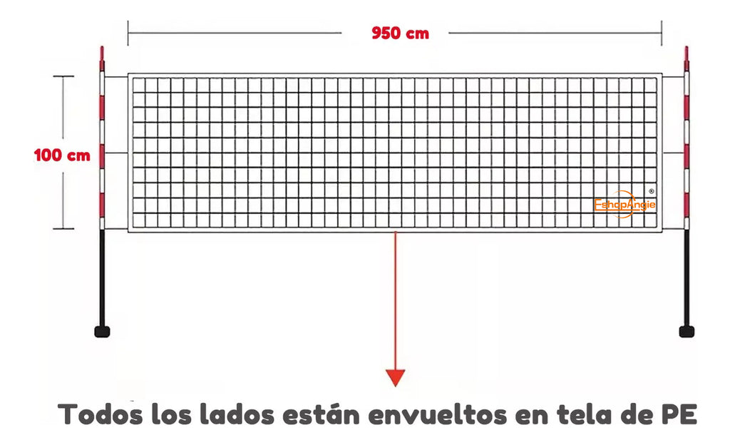 Red Malla De Voley 950cm X 100cm – Alta Durabilidad Para Interior Y Exterior