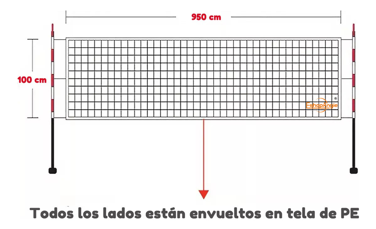 Red Malla De Voley 950cm X 100cm – Alta Durabilidad Para Interior Y Exterior