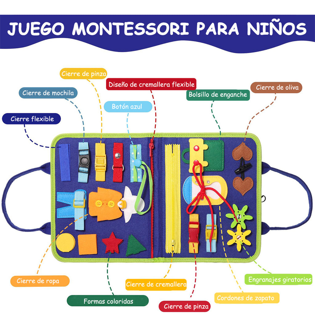 Montessori Creations Libro Sensoriales Interactivo – Mejora la Destreza Motriz Fina