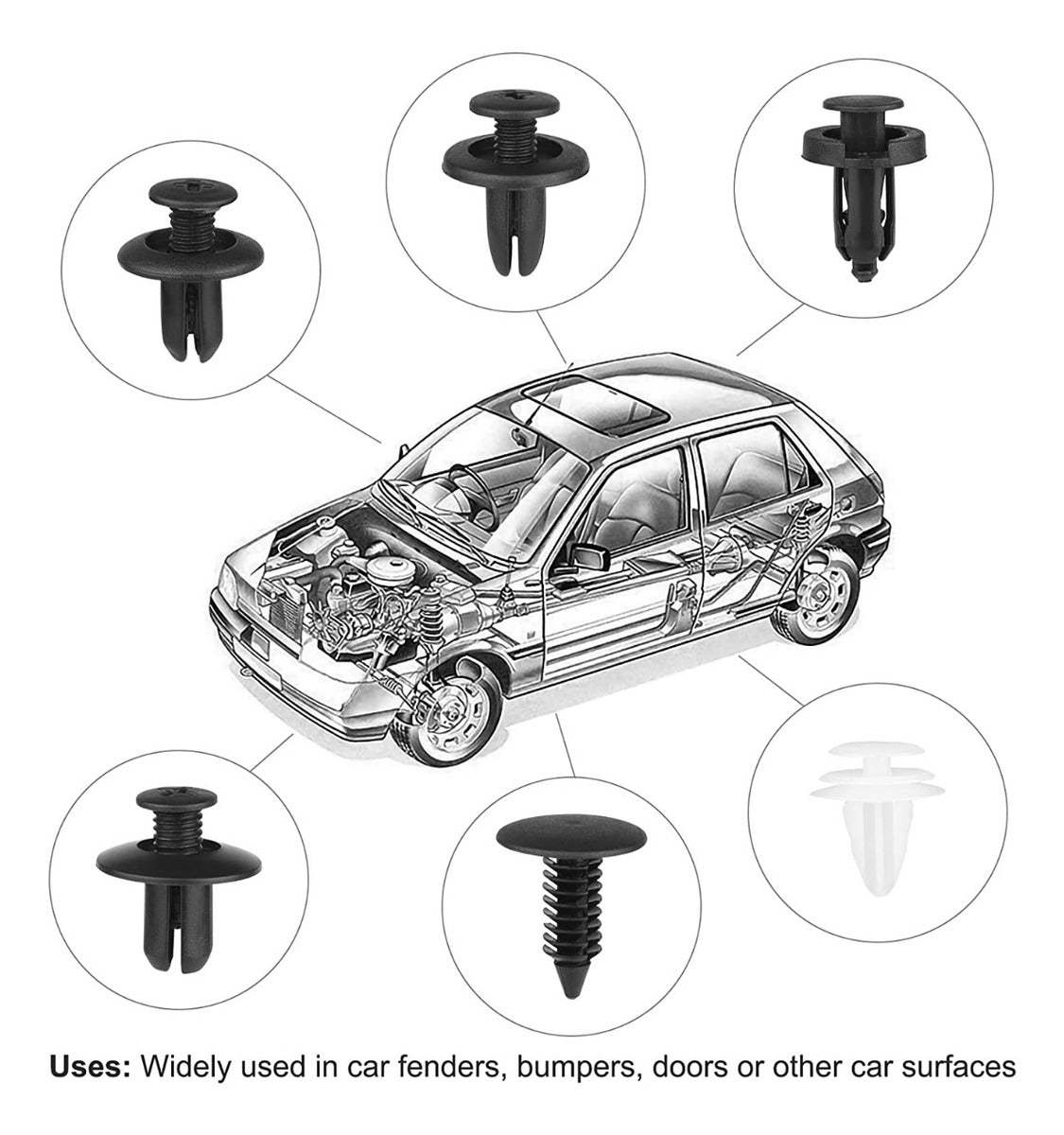 AutoSujeción Set Clip Remache Plástico – Solución Duradera para Vehículos