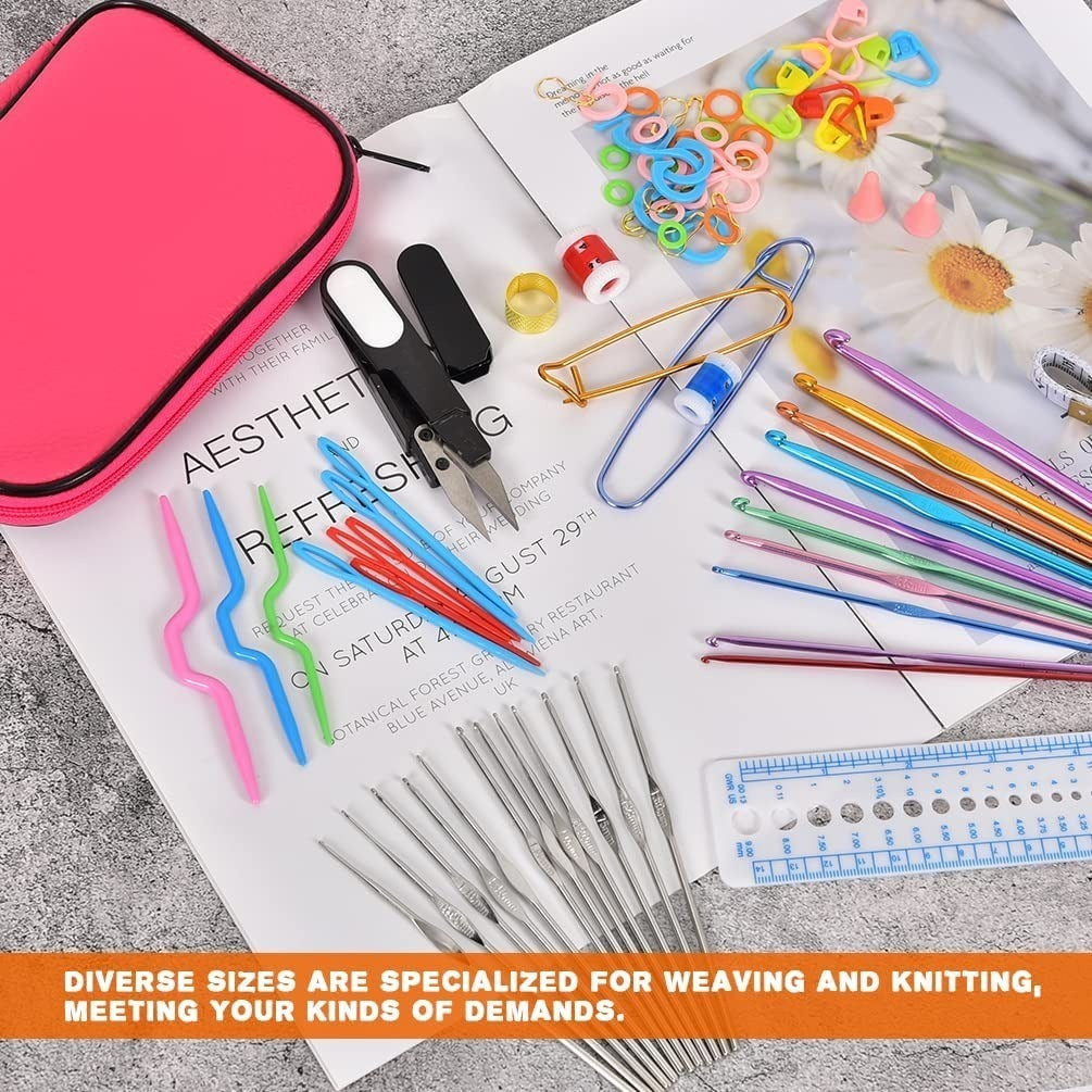 Set Crochet 100 Pcs Accesorios – Herramientas Esenciales para Crear Proyectos Personalizados
