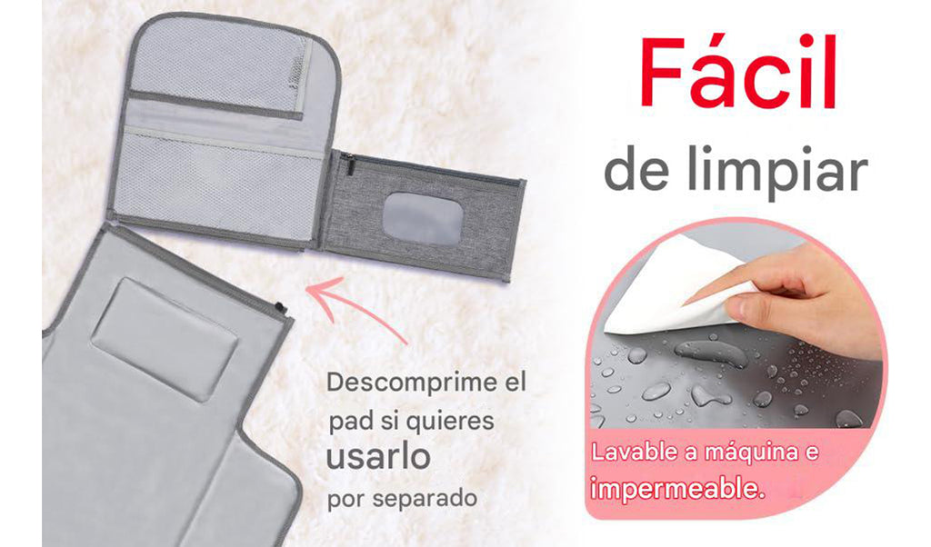 Cambiador Bebé Plegable Impermeable – Ideal Para Viajes Prácticos