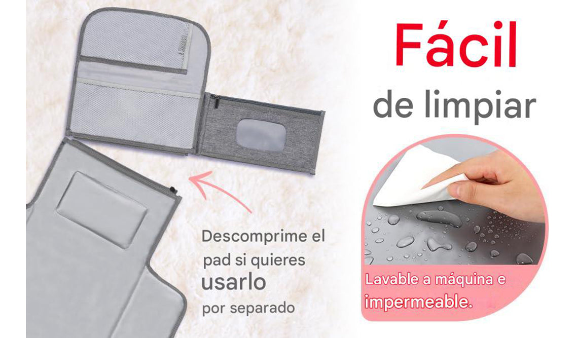 Cambiador Bebé Plegable Impermeable – Ideal Para Viajes Prácticos