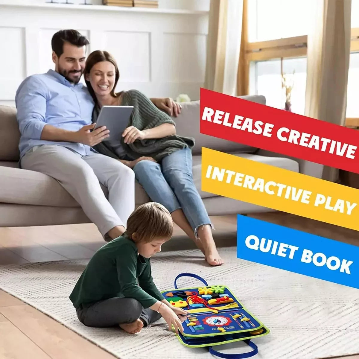 Montessori Creations Libro Sensoriales Interactivo – Mejora la Destreza Motriz Fina