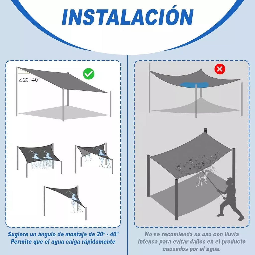 Carpa Toldo Vela Triangular 3x3x3 – Impermeable y Protección UV