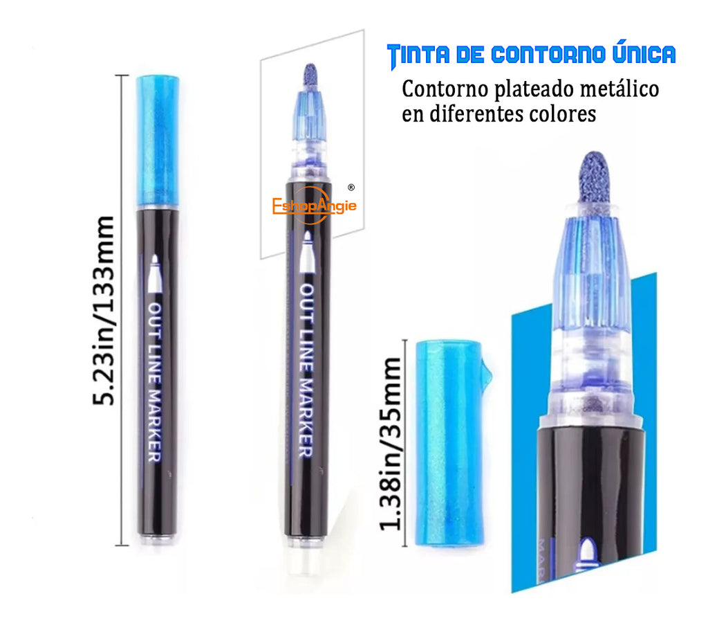 Lapices Marcadores Mágicos Metálicos – 36 Colores Vibrantes Con Contorno