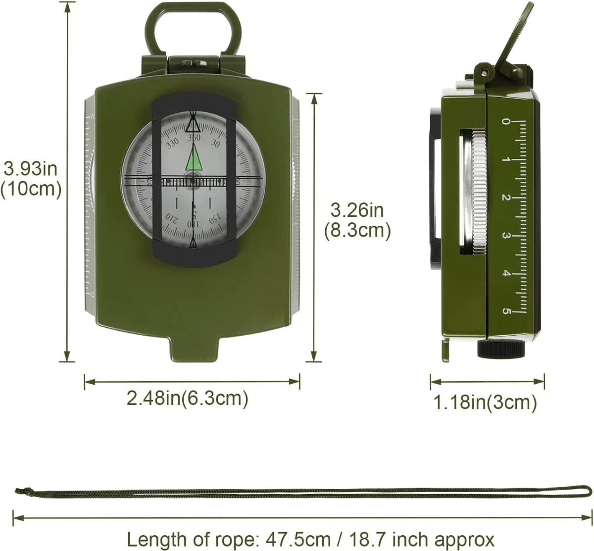 Brújula Militar Luminosa – Precisión y Durabilidad para Aventuras al Aire Libre