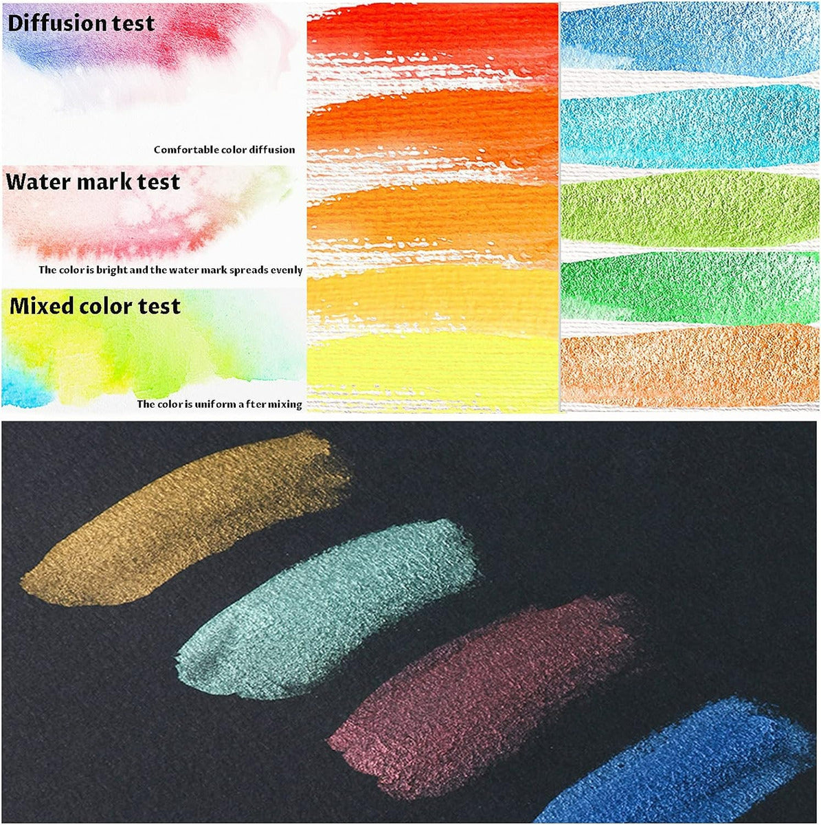 Juego Acuarela 90 Colores – Amplia Variedad de Tonos Regulares, Metalizados y Fluorescentes