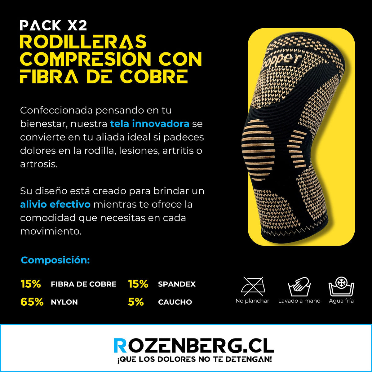 Rozenberg Rodilleras Compresión X2 – Alivio y Protección Con Fibra De Cobre