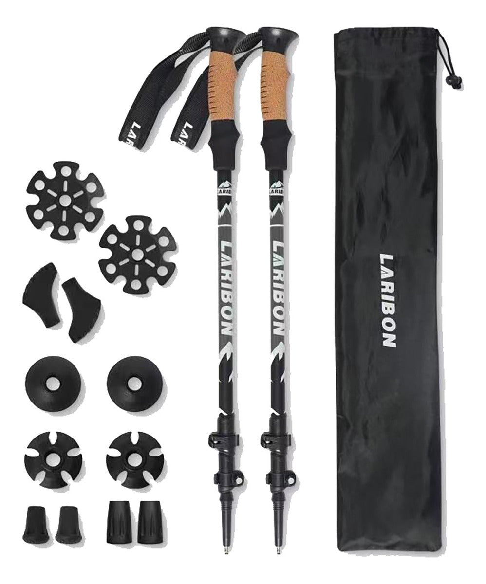 LARIBON Pack 2 Bastones Trekking Plegables – Máxima Estabilidad y Confort