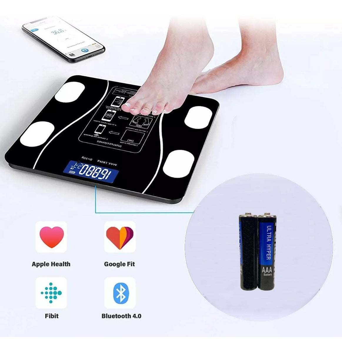 Pesa Digital Inteligente – Seguimiento Preciso de Salud Bluetooth