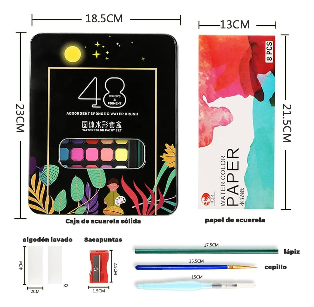 Art Kit Acuarelas Profesionales 48 Colores – Experiencia Creativa Versátil