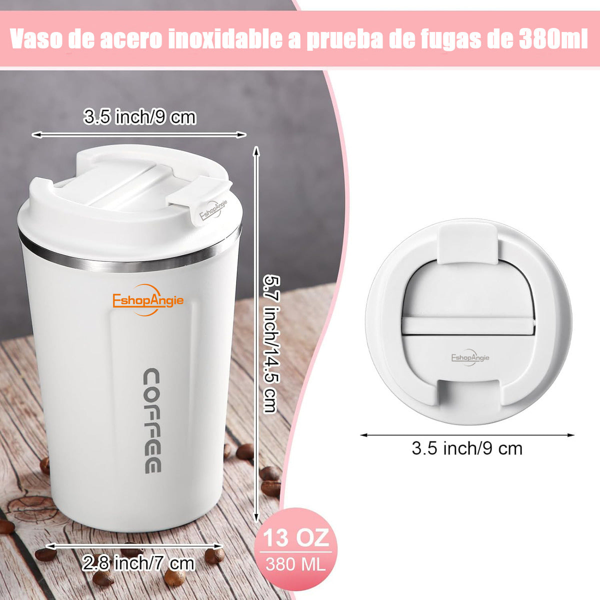 Termo Mug Café – Acero Inoxidable Portátil 380ml