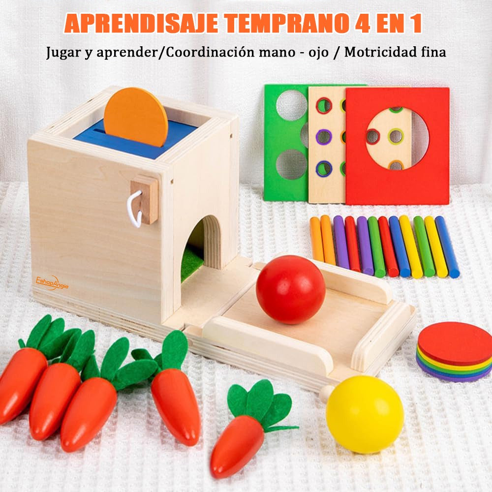 Montesori Juguete De Madera Cubo Encaje Didáctico 4en1 – Diversión Educativa Para Niños