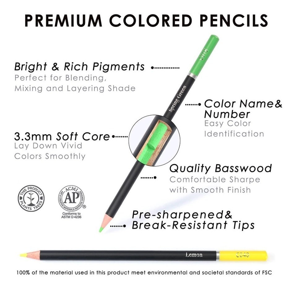 MarcaX Set 120 Lapices Colores Profesional – Colores Vibrantes para Artistas