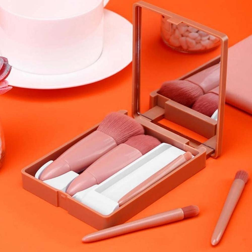 Set 5 Brochas De Maquillaje Profesionales – Material De Alta Calidad Con Estuche Espejo