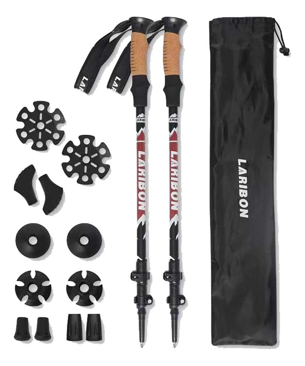 LARIBON Pack 2 Bastones Trekking Plegables – Máxima Estabilidad y Confort