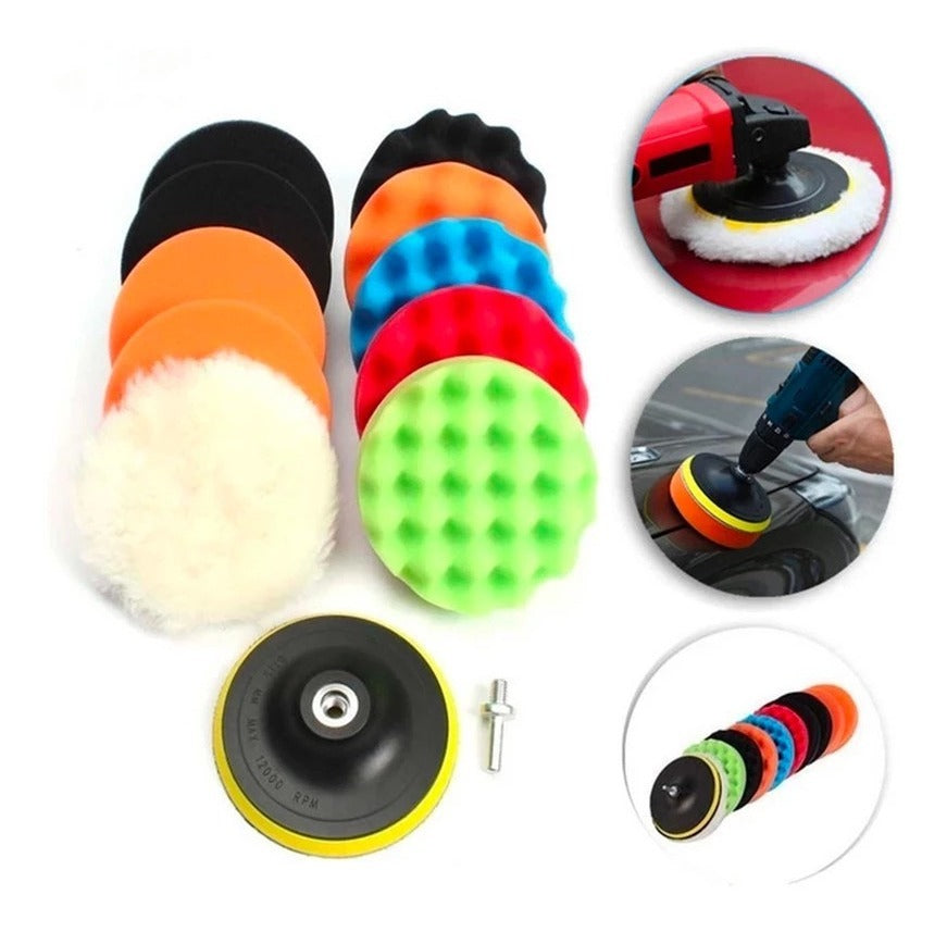 Mat Set 10 Accesorios Discos Esponjas Pulir Pulidoras Auto – Acabado Impecable y Profesional